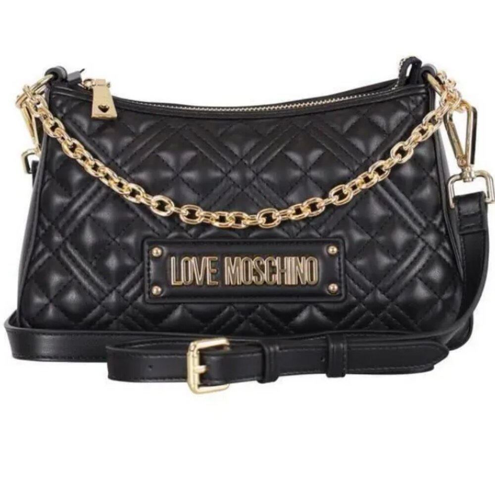 LOVE MOSCHINO - WOMEN'S HANDBAG LADIES BAG BORSA QUILTED PU NERO JC4135PP1FLA0